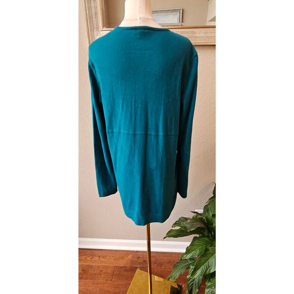 J. Jill Long Sleeve Soft Tunic Top Pullover Sweater Women Size M Tall Teal Green - Picture 2 of 5
